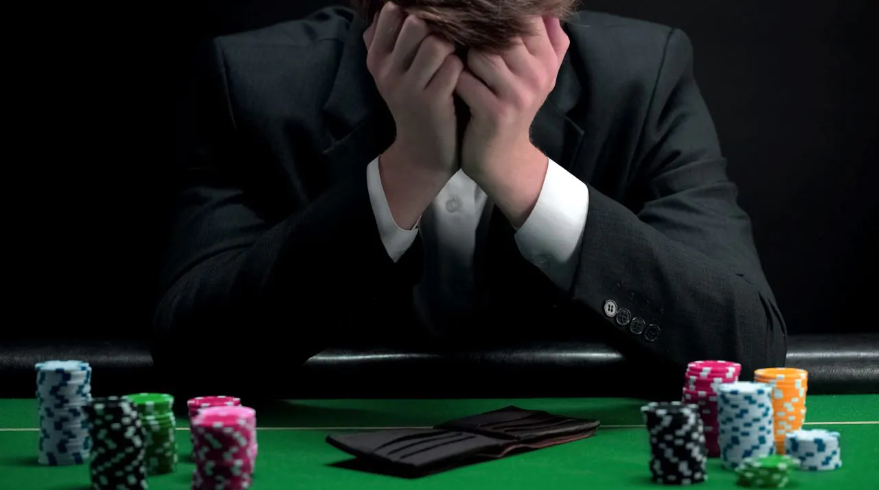 sad man in casino